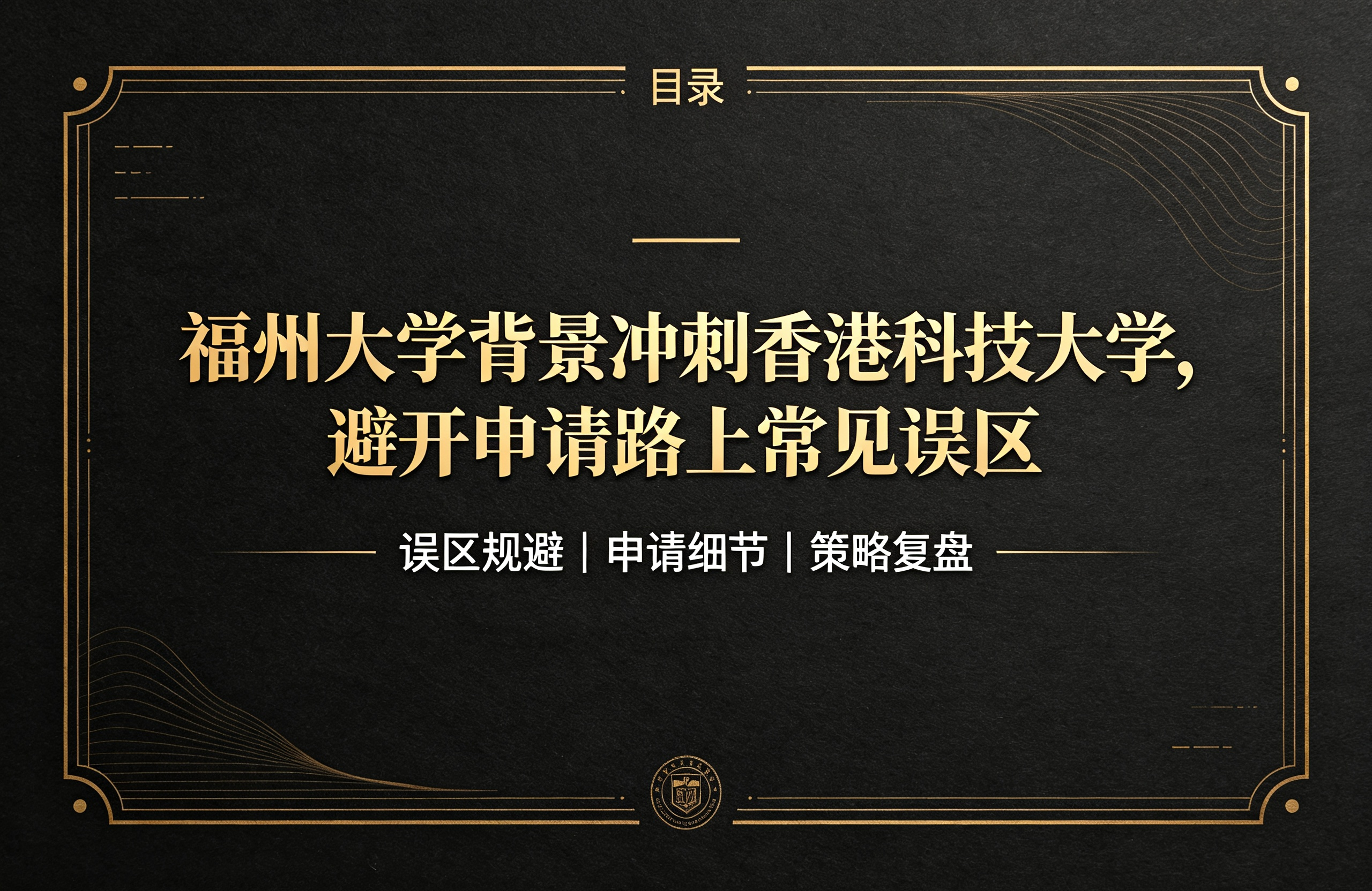 福州大学背景冲刺香港科技大学，避开申请路上常见误区