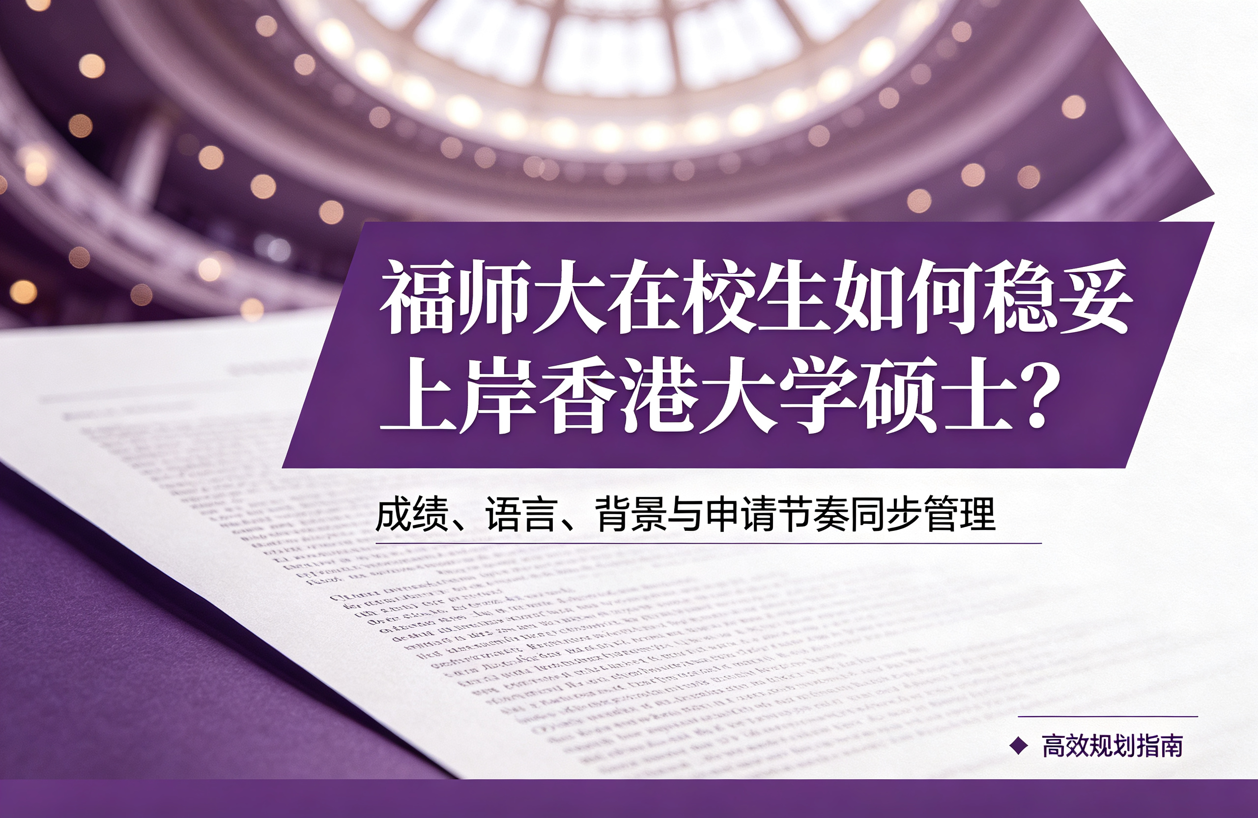 福师大在校生如何稳妥上岸香港大学硕士？