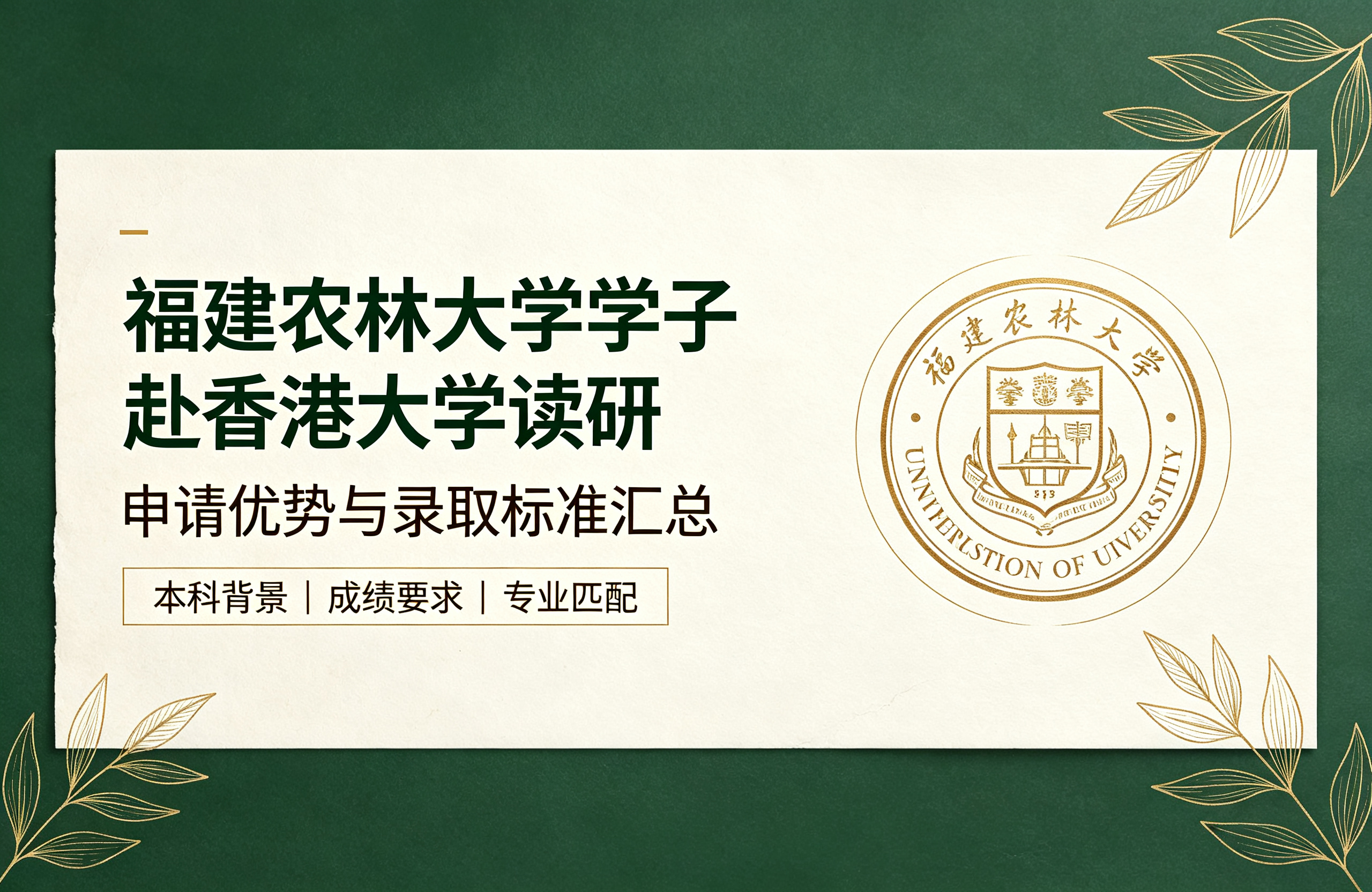 福建农林大学学子赴香港大学读研，申请优势与录取标准汇总