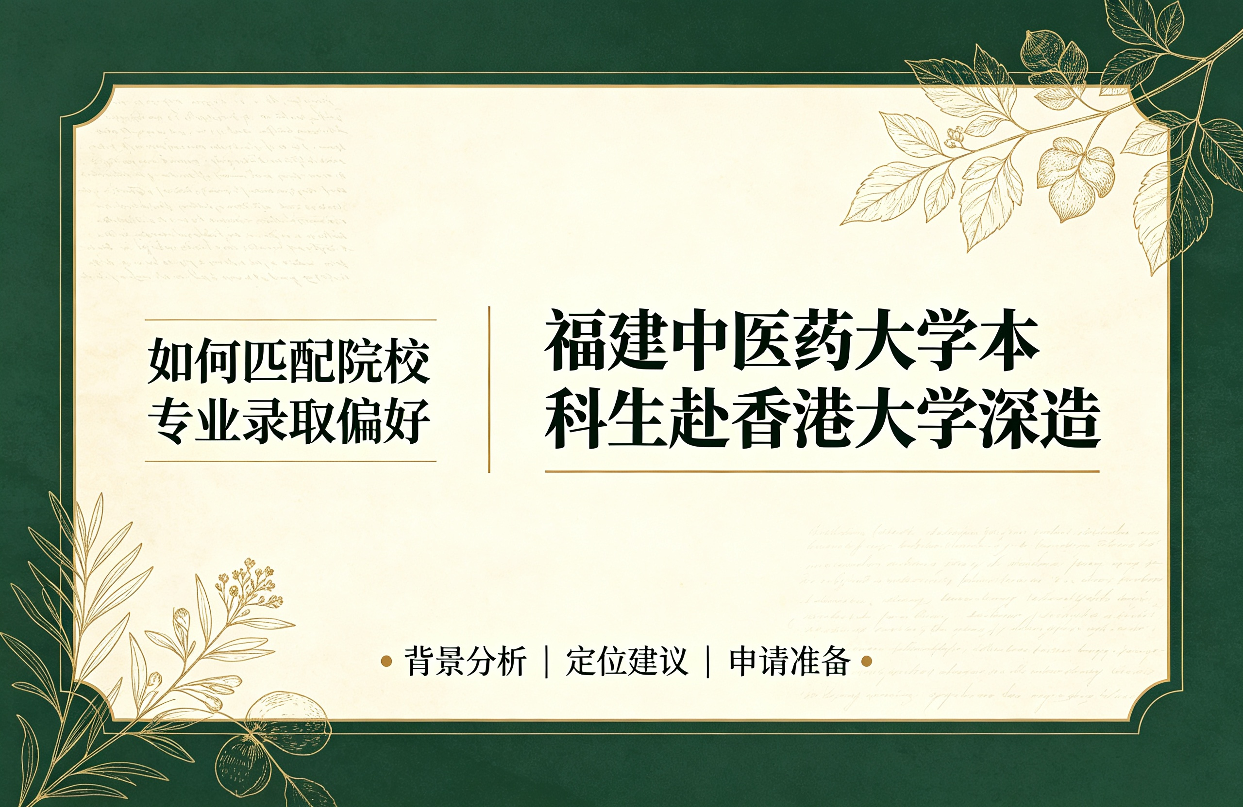 福建中医药大学本科生赴香港大学深造，如何匹配院校专业录取偏好