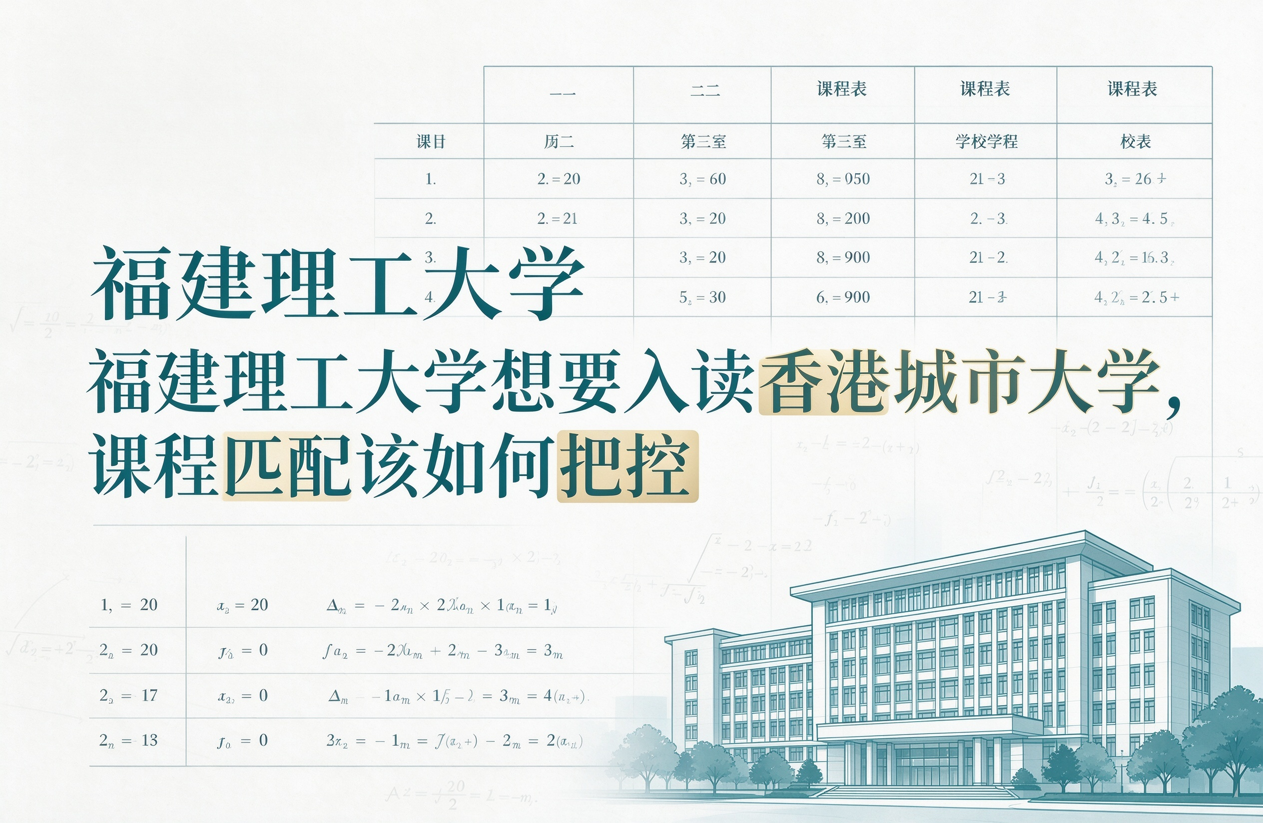 福建理工大学想要入读香港城市大学，课程匹配该如何把控