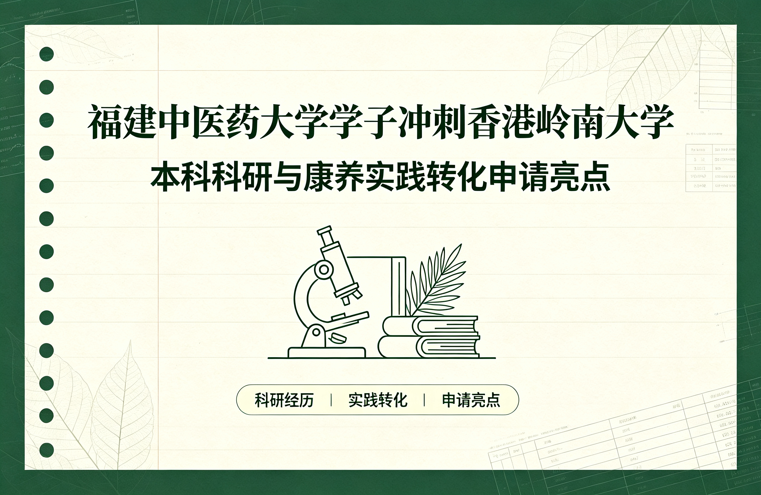 福建中医药大学学子冲刺香港岭南大学，本科科研与康养实践转化申请亮点