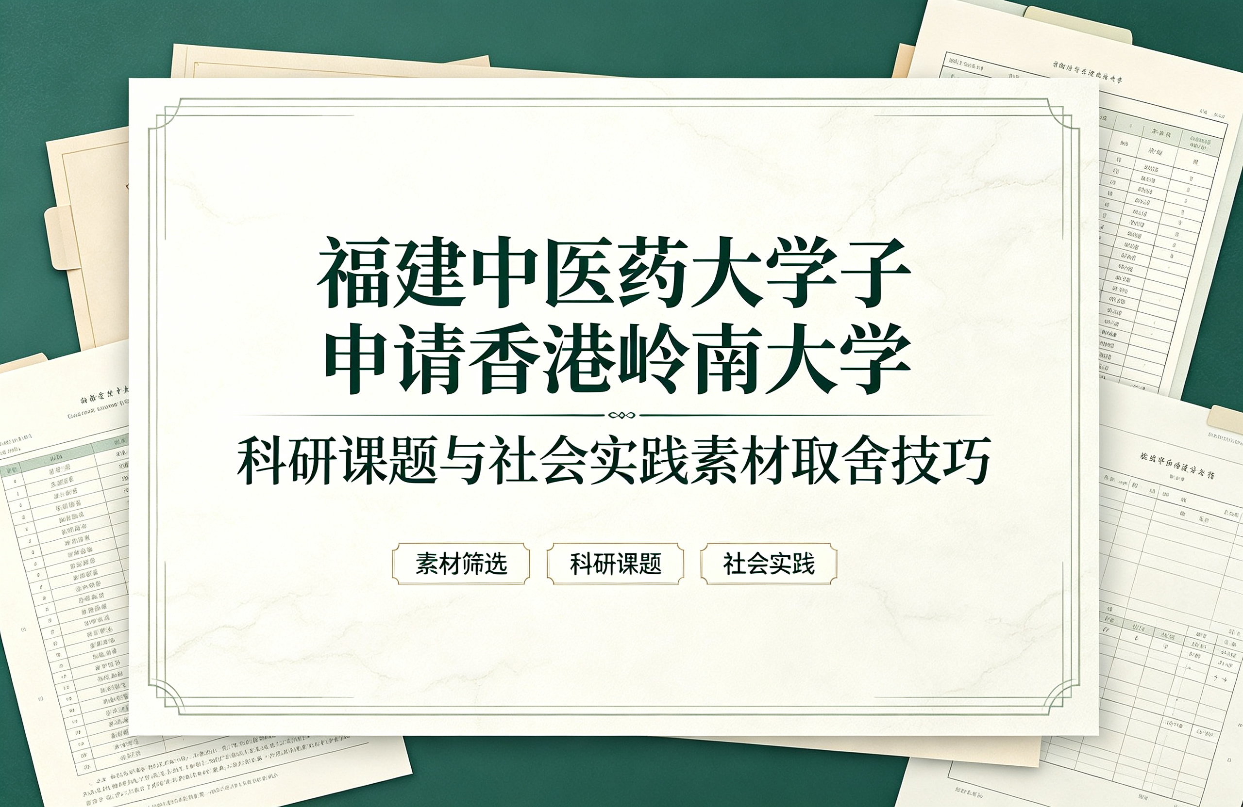 福建中医药大学学子申请香港岭南大学，科研课题与社会实践素材取舍技巧
