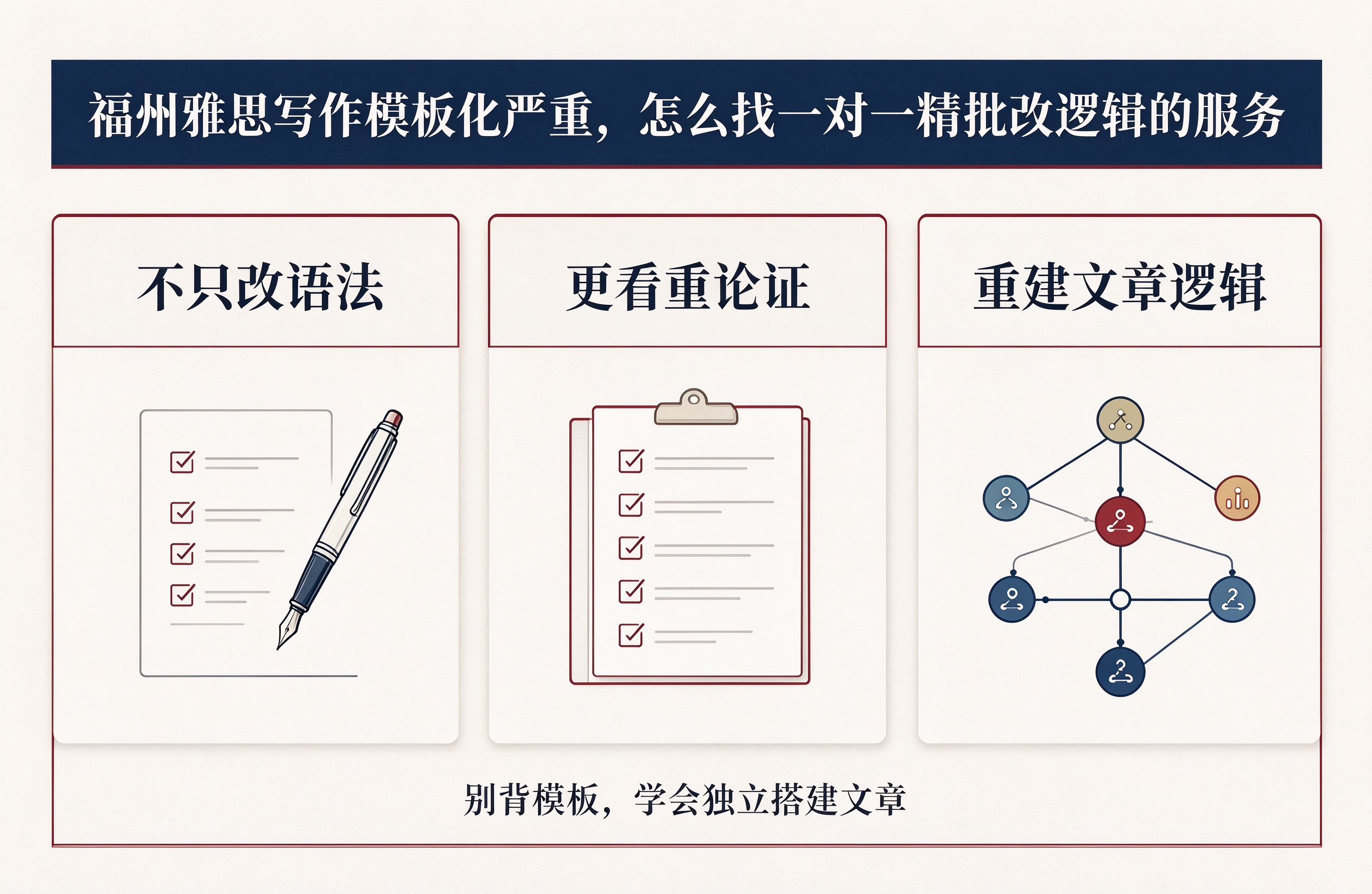 福州雅思写作模板化严重，怎么找一对一精批改逻辑的服务