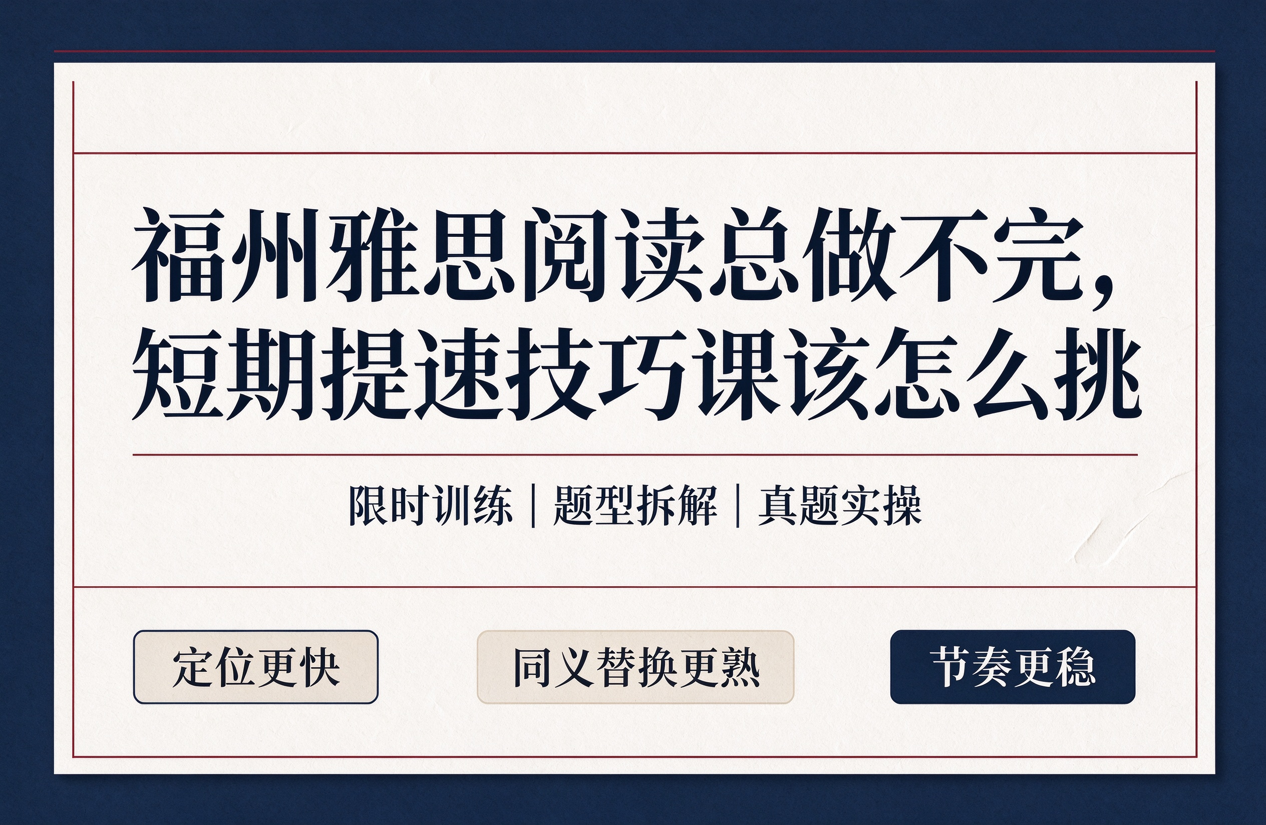 福州雅思阅读总做不完，短期提速技巧课该怎么挑