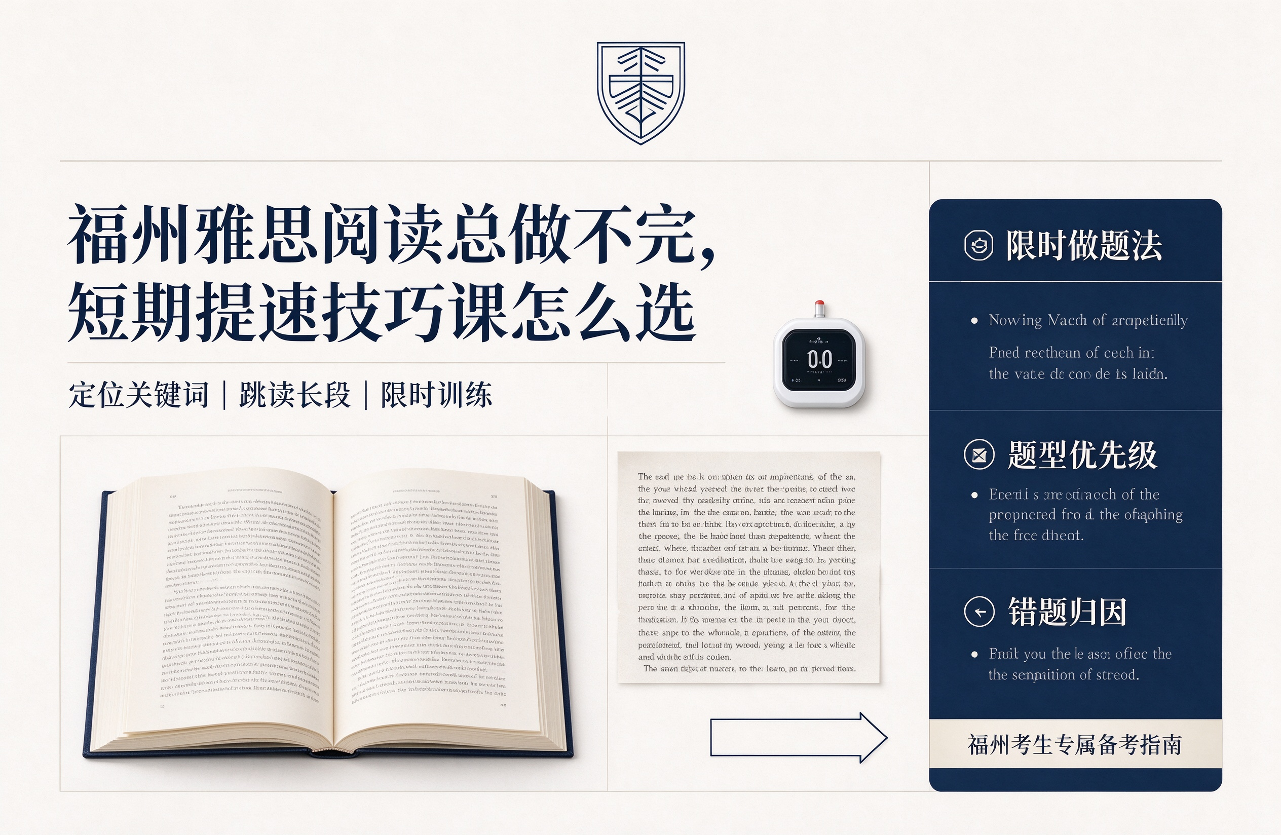 福州雅思阅读总做不完，短期提速技巧课怎么选