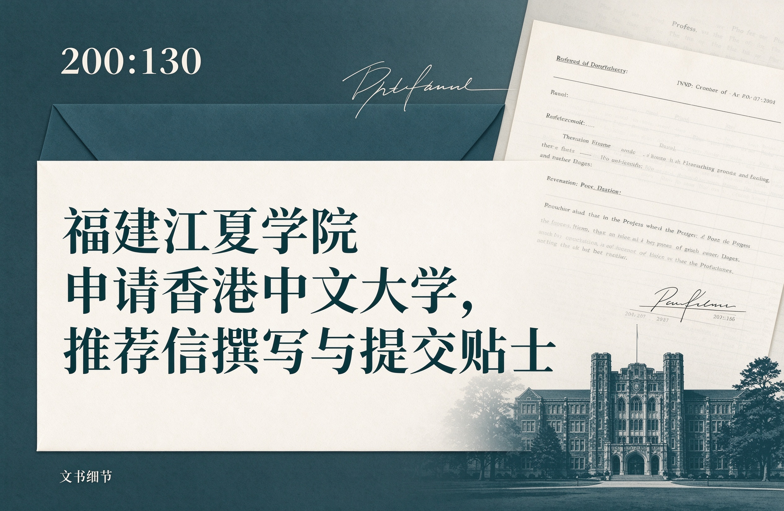 福建江夏学院申请香港中文大学，推荐信撰写与提交贴士