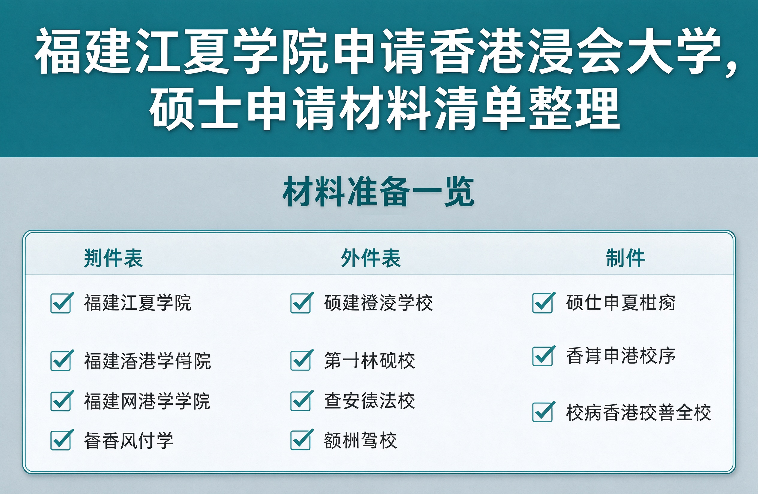 福建江夏学院申请香港浸会大学，硕士申请材料清单整理