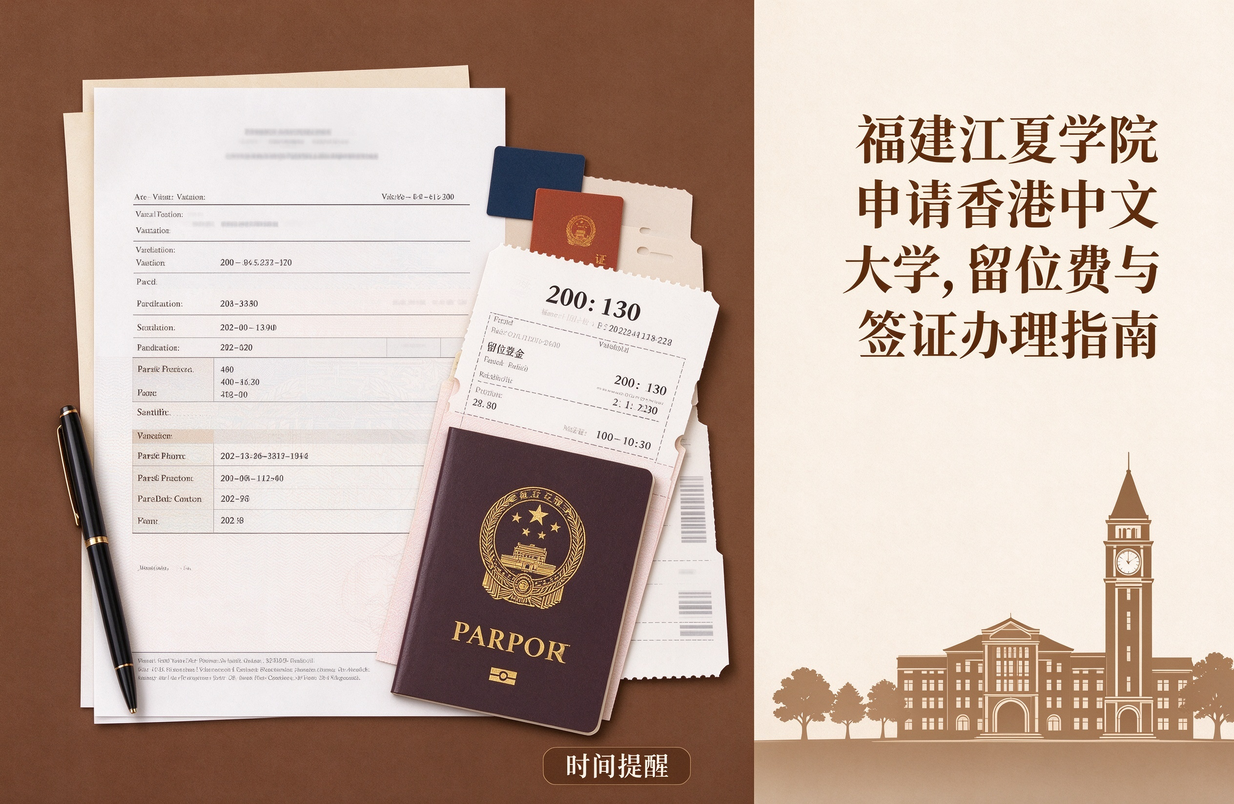 福建江夏学院申请香港中文大学，留位费与签证办理指南