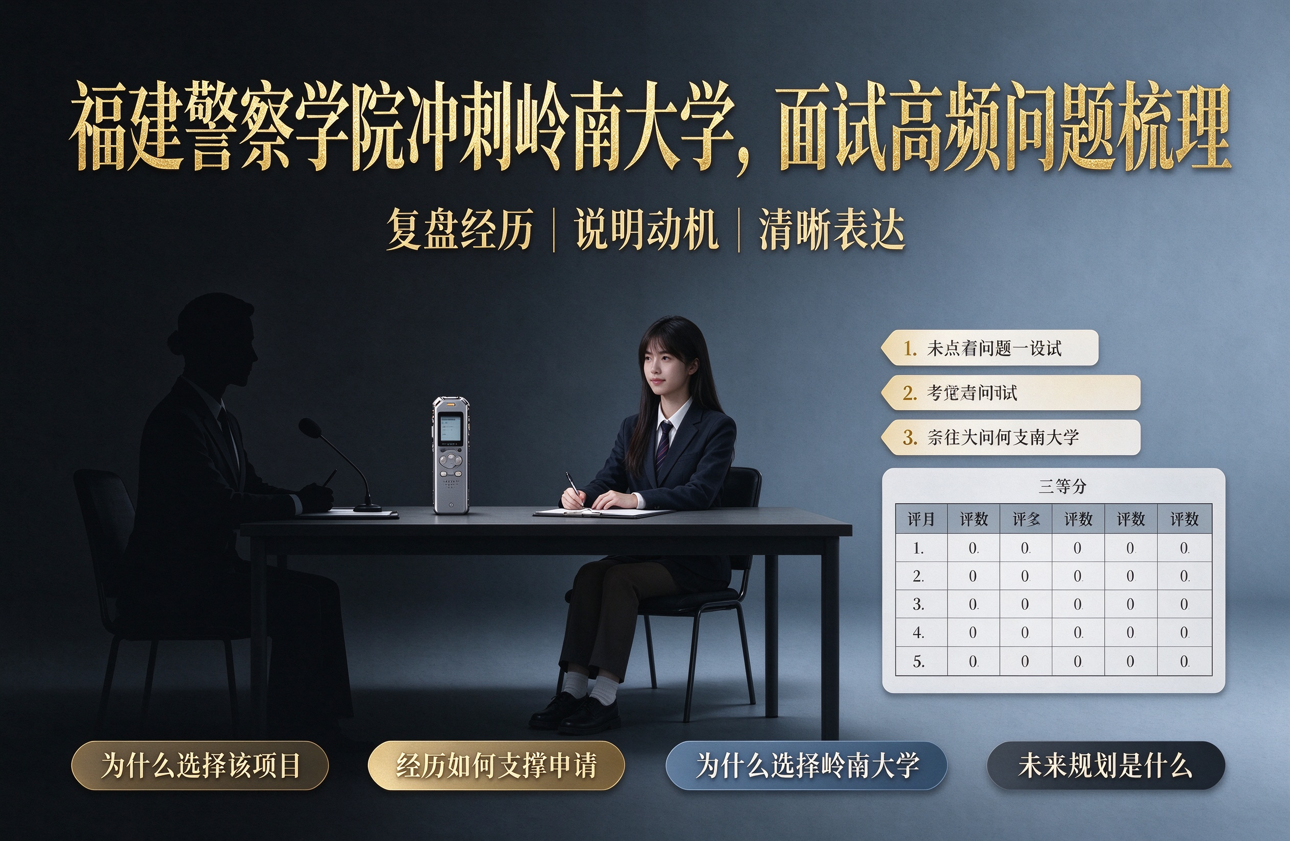 福建警察学院冲刺岭南大学，面试高频问题梳理