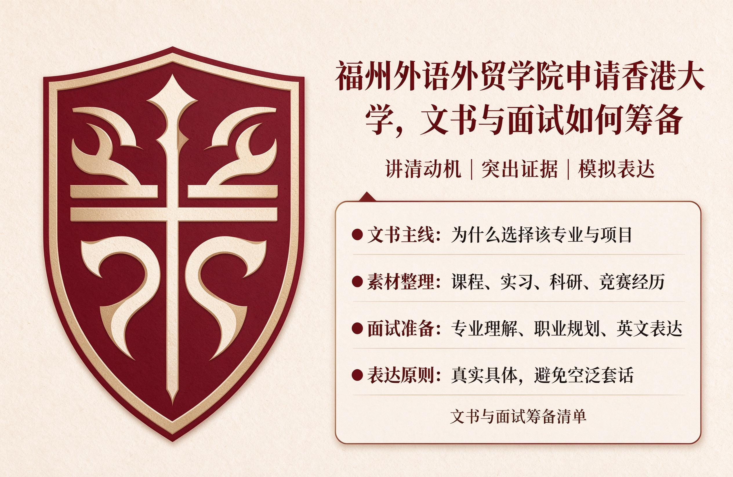 福州外语外贸学院申请香港大学，文书与面试如何筹备