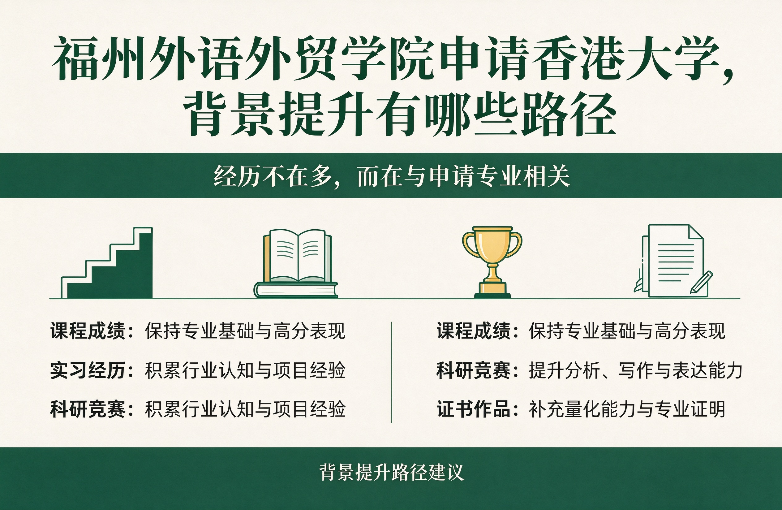 福州外语外贸学院申请香港大学，背景提升有哪些路径