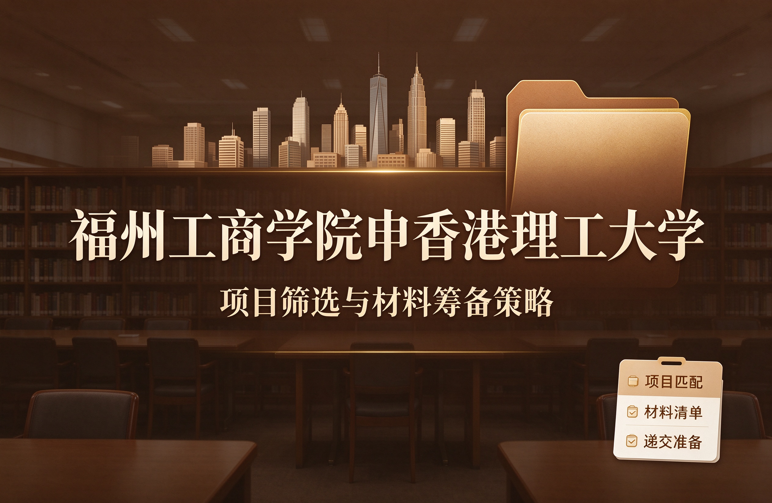 福州工商学院申香港理工大学，项目筛选与材料筹备策略