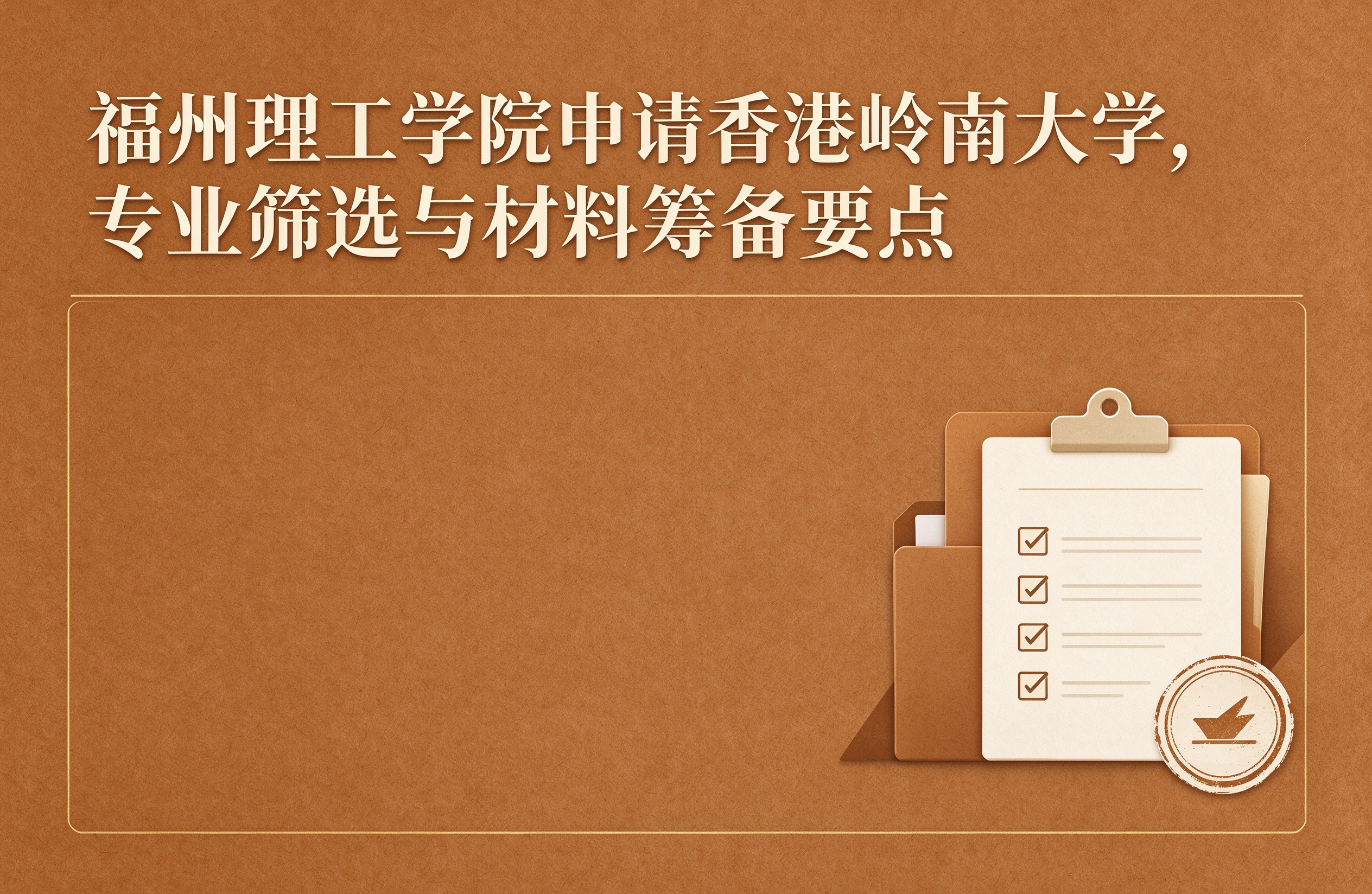福州理工学院申请香港岭南大学，专业筛选与材料筹备要点