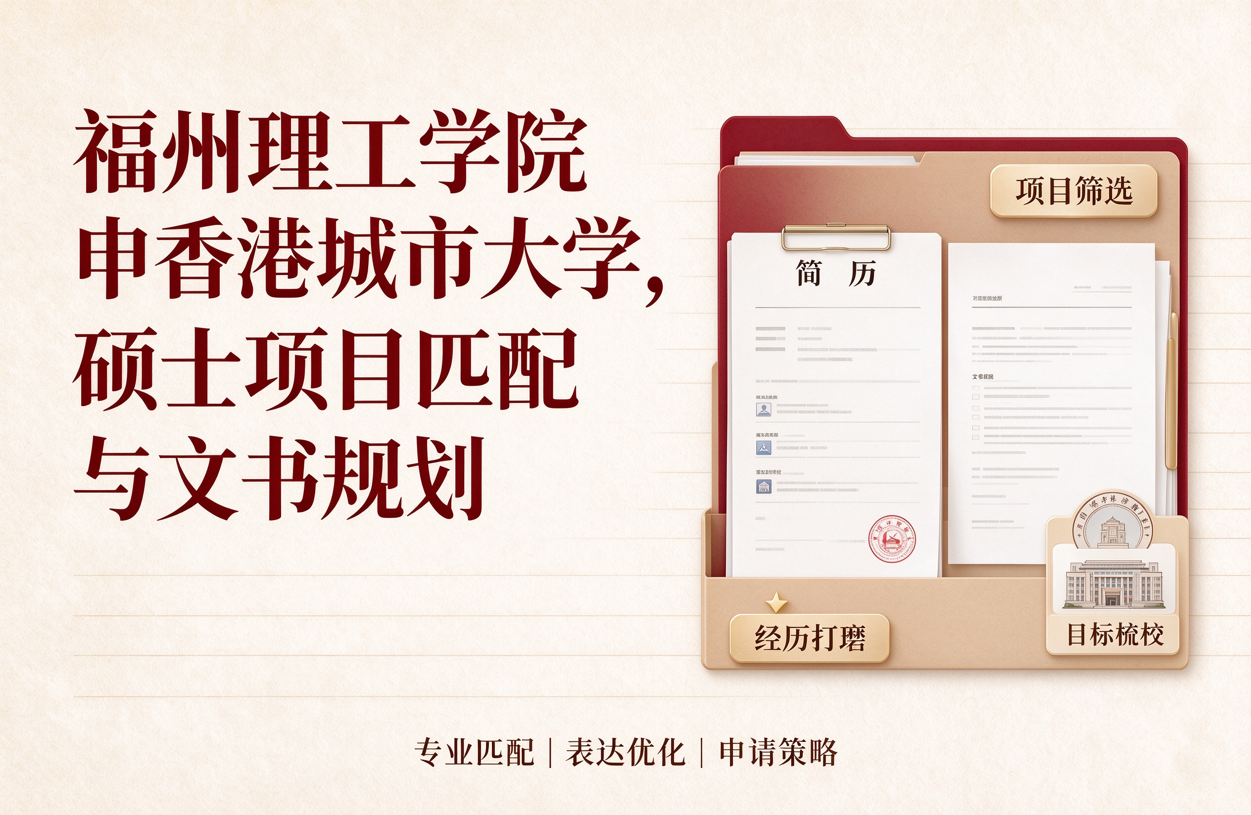 福州理工学院申香港城市大学，硕士项目匹配与文书规划