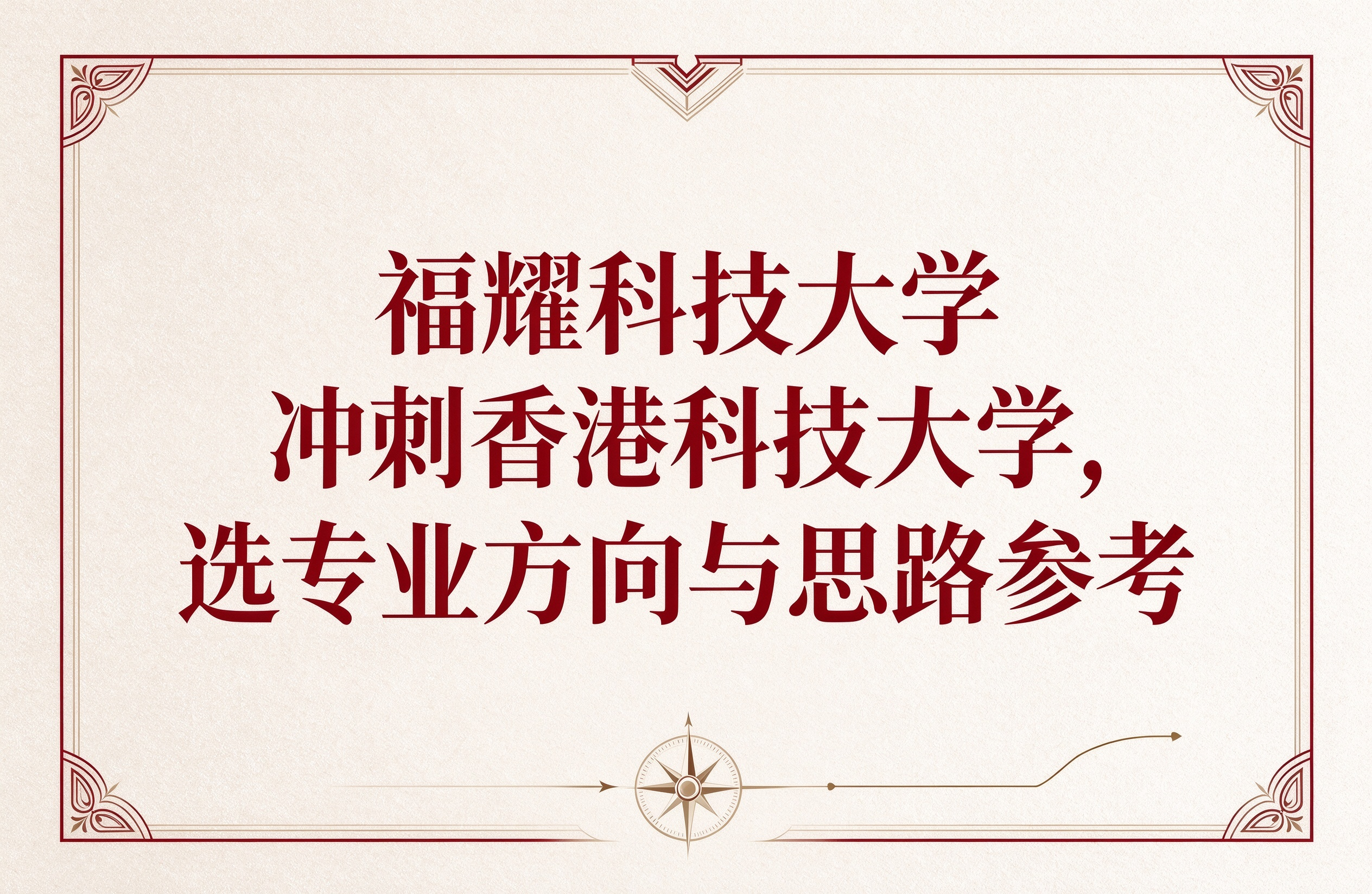 福耀科技大学冲刺香港科技大学，选专业方向与思路参考