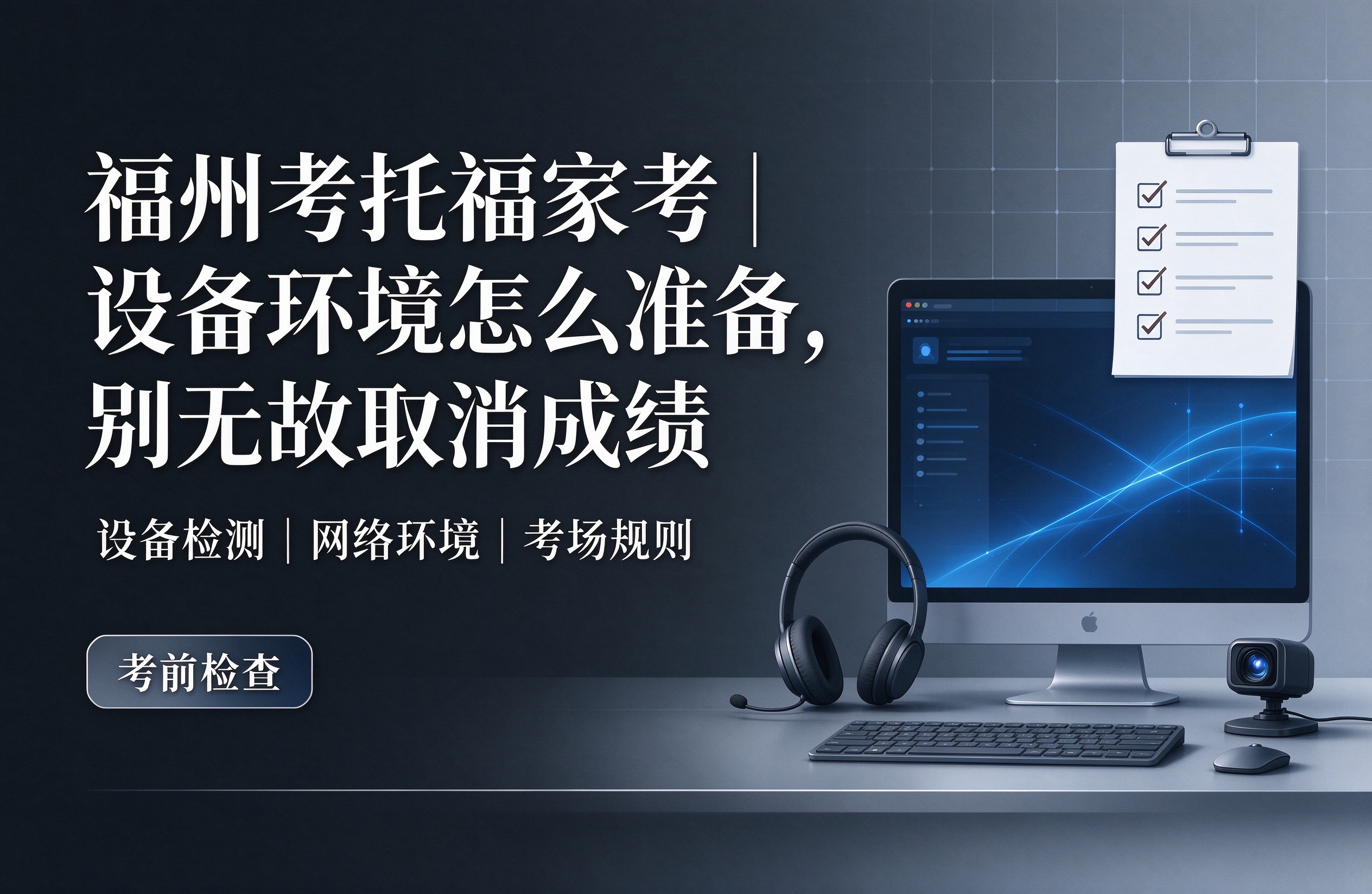 福州考托福家考｜设备环境怎么准备，别无故取消成绩