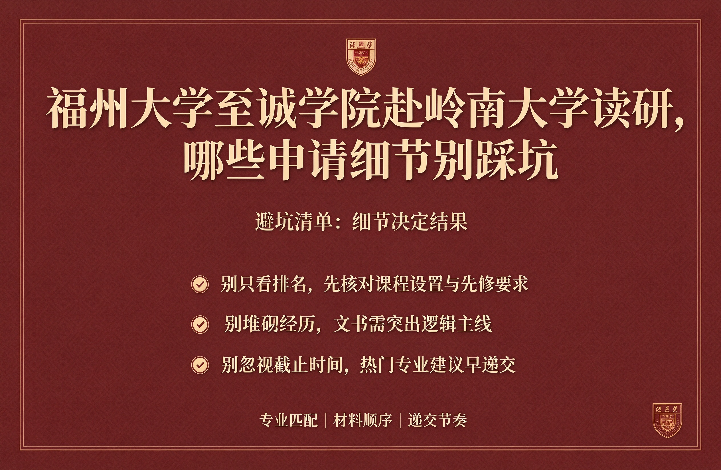 福州大学至诚学院赴岭南大学读研，哪些申请细节别踩坑
