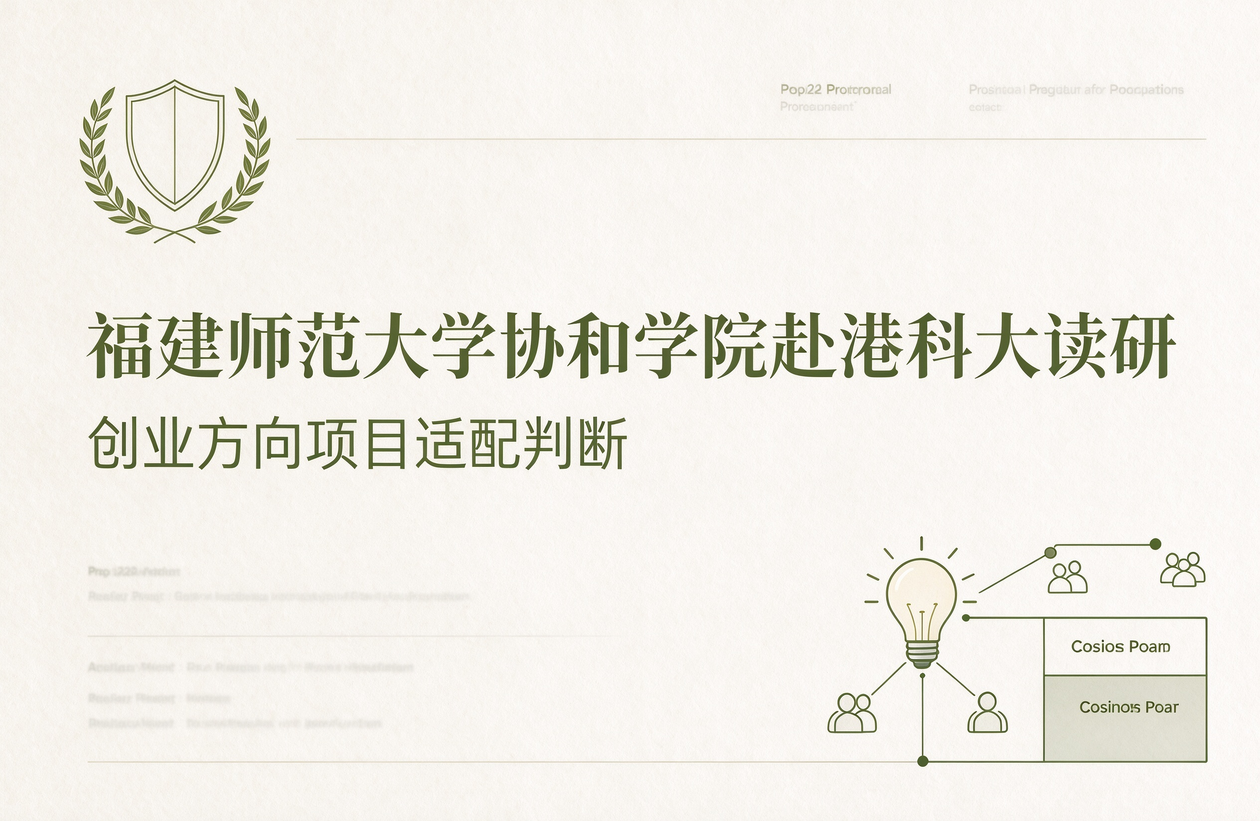 福建师范大学协和学院赴港科大读研，创业方向项目适配判断